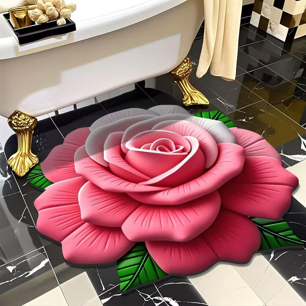 Soft Peony Floor Mat Special-shaped Door Gasket Flower Carpet  for Living Room Tea Table Bedside