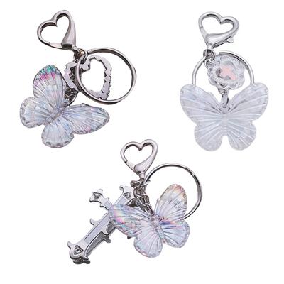 Sweet Butterfly Keychains Party Gifts Stainless Steel Material Cute Keychains Handbag Pendent Keyrings for Women Girls