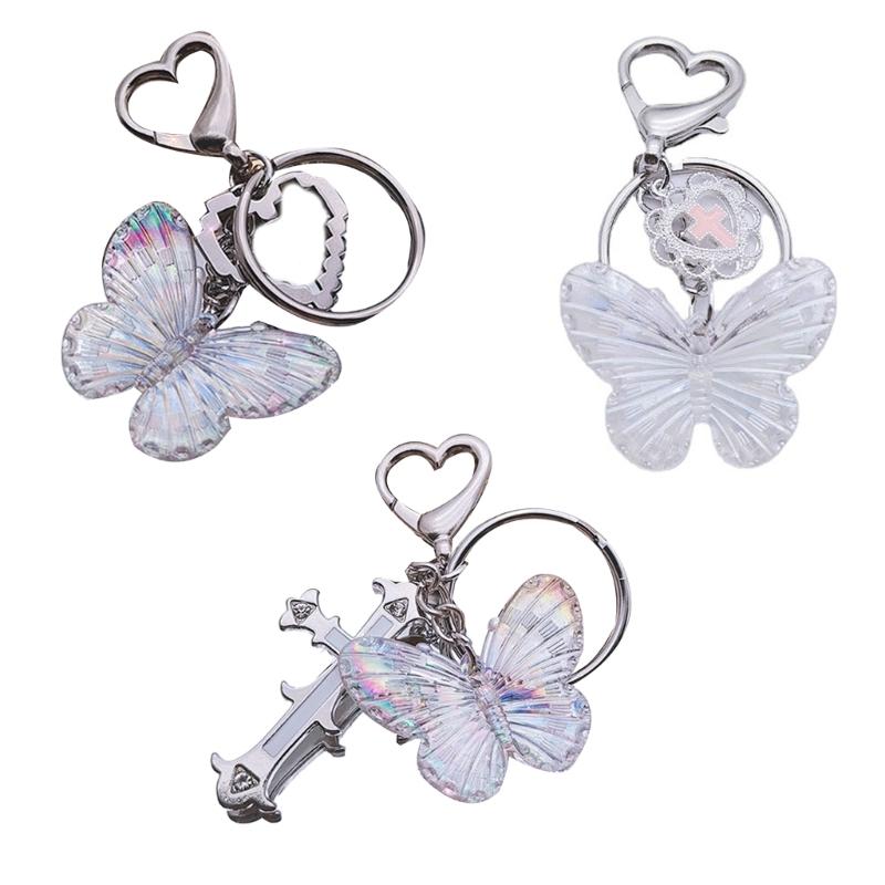 Sweet Butterfly Keychains Party Gifts Stainless Steel Material Cute Keychains Handbag Pendent Keyrings for Women Girls