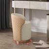 Same Day Delivery Luxurious Bedroom Vanity Stool: Solid Wood Swivel Makeup Chair with Backrest