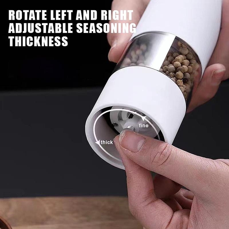 Macina Pepe e Sale Elettrico Automatico a Batteria con Luce LED Macina Spezie a Granulometria Regolabile Strumento da Cucina