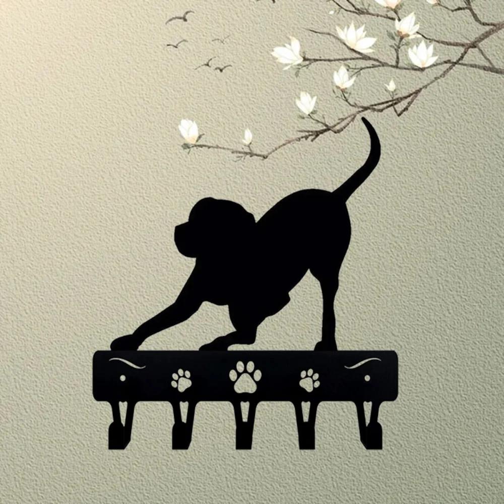 1 buc. Suport pentru chei jucăuș pentru căței și cuier pentru lesă de câine - Suport de haine suspendat, din metal, cu design artistic, din fier