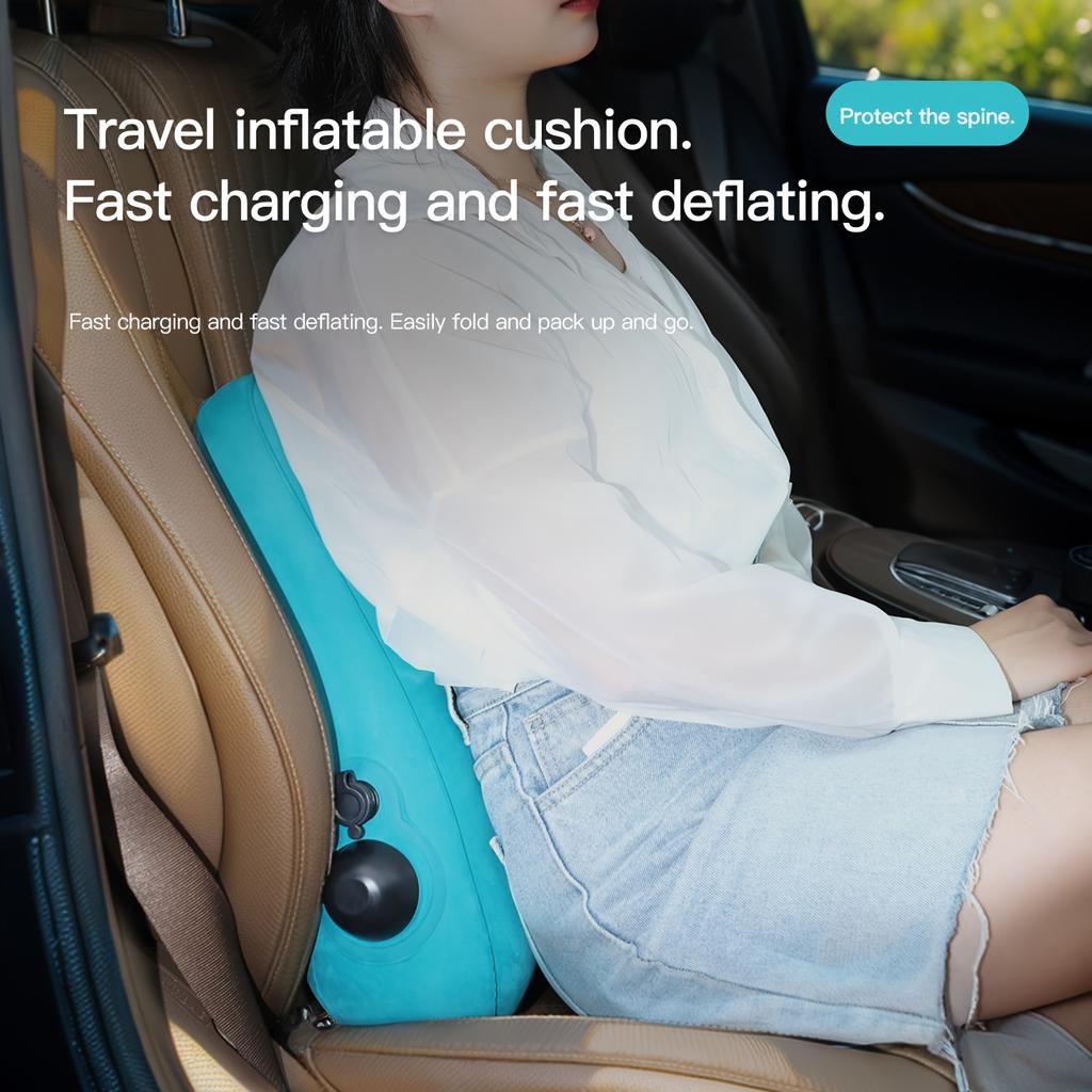 Ergonomic Inflatable Lumbar Support Pillow, Press Type Cushion, Enhances Back Comfort During Long-distance Flights