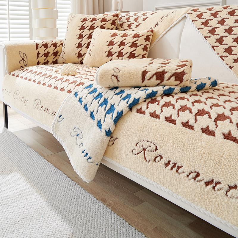 Winter Plush Light Luxury Sofa Cushion Four Seasons Universal Non-Slip Seat Cushions Leather Sofa Cover Cover Cloth