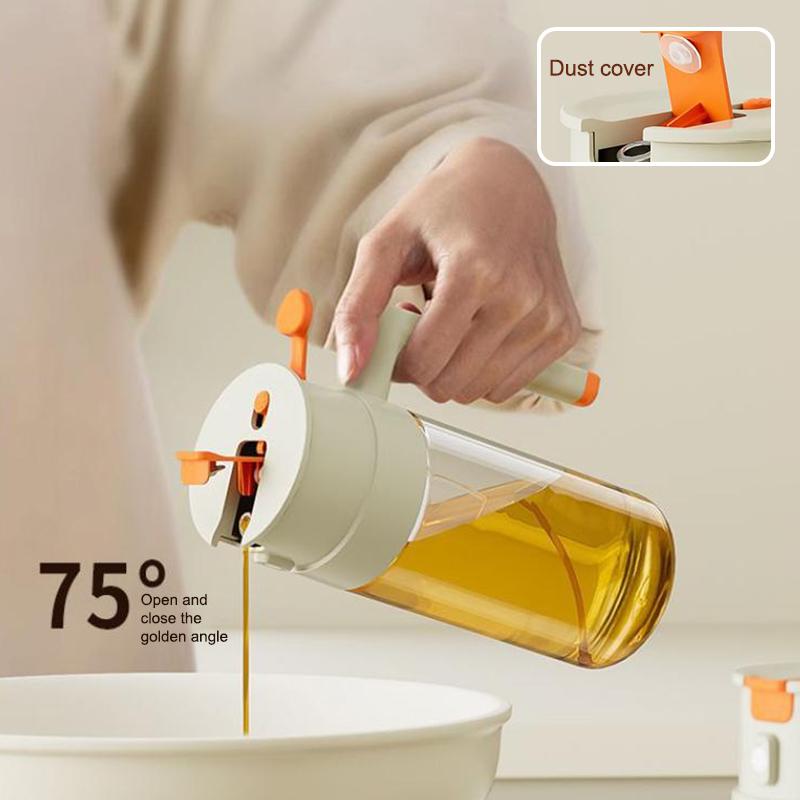 470/650Ml 2 In 1 Oil Spray Bottle With Pour Spout Leakproof Multifunctional Large Capacity Glass Oiler Kitchen Cooking Accessory
