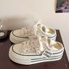 Canvas shoes for women 2025 new summer thick soled lazy one foot, half drag casual versatile breathable women's shoes