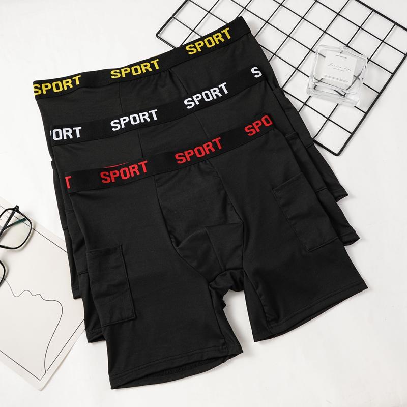 Sport Tailleband Heren Lange Boxer Briefs Telefoonzak Vochtregulerend Actief Ondergoed