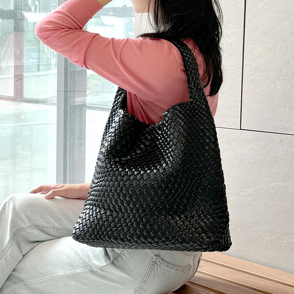 FICCE FC_8609L Weaving Shoulder Bag Large Brown Synthetic Leather