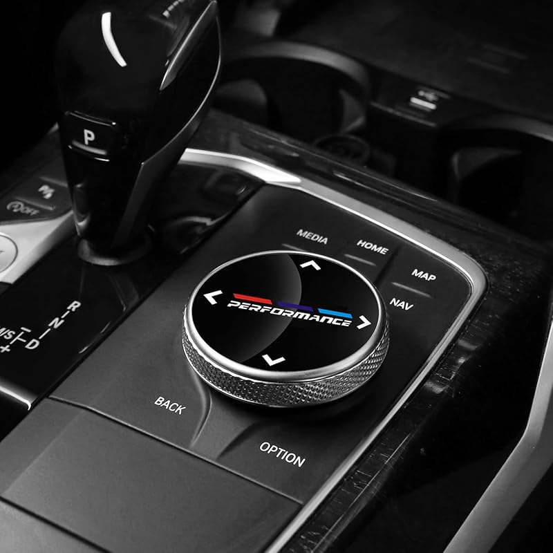 Car Center Console Idrive Multimedia Controller Knob Sticker for BMW Button Trim Emblem Car Interior Accessories (Large 48mm)