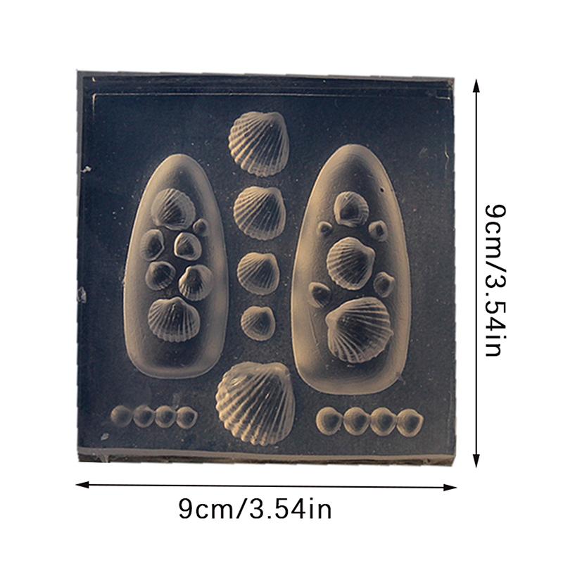 Silicone Nail Carving Mold Ocean Style Shell Conch Starfish 3D Stamping Plate Nails Stencils Diy Uv Gel Manicure Tools Nail Art
