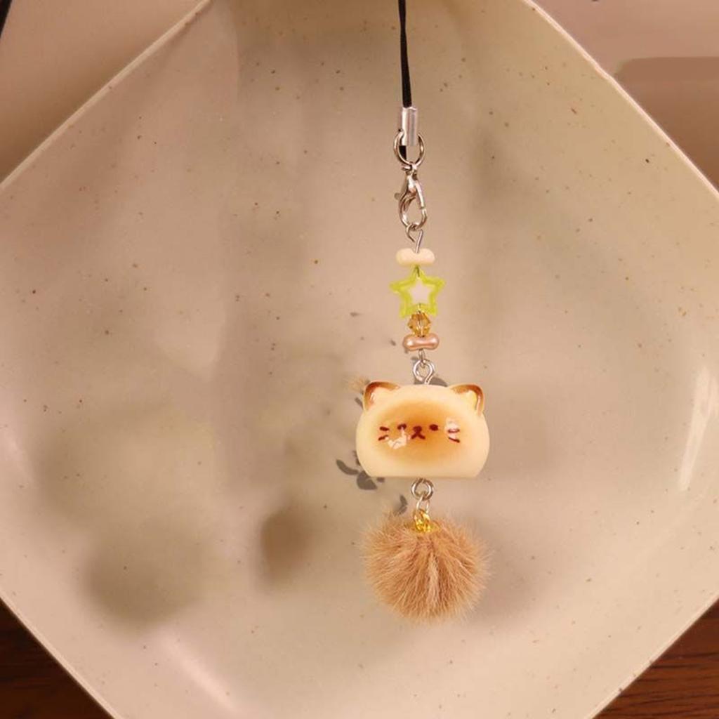 Cute Cat Key Lanyard Wrist Strap Phone Lanyard Cartoon Phone Charm Resin Texture Perfect for Bags Phones and Keys