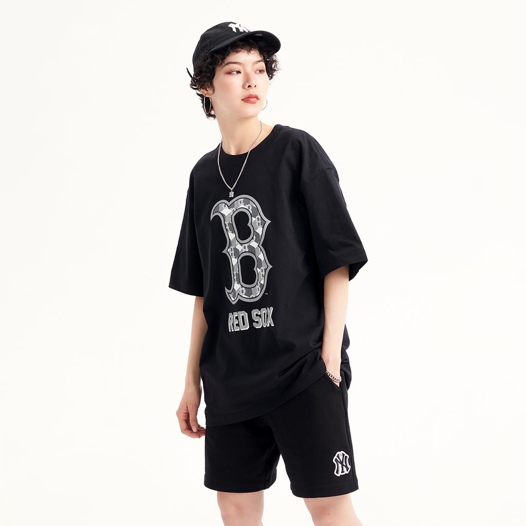 New MLB Drop Shoulder Sleeve T-Shirt Unisex Black 3ATSM0333-43BKS