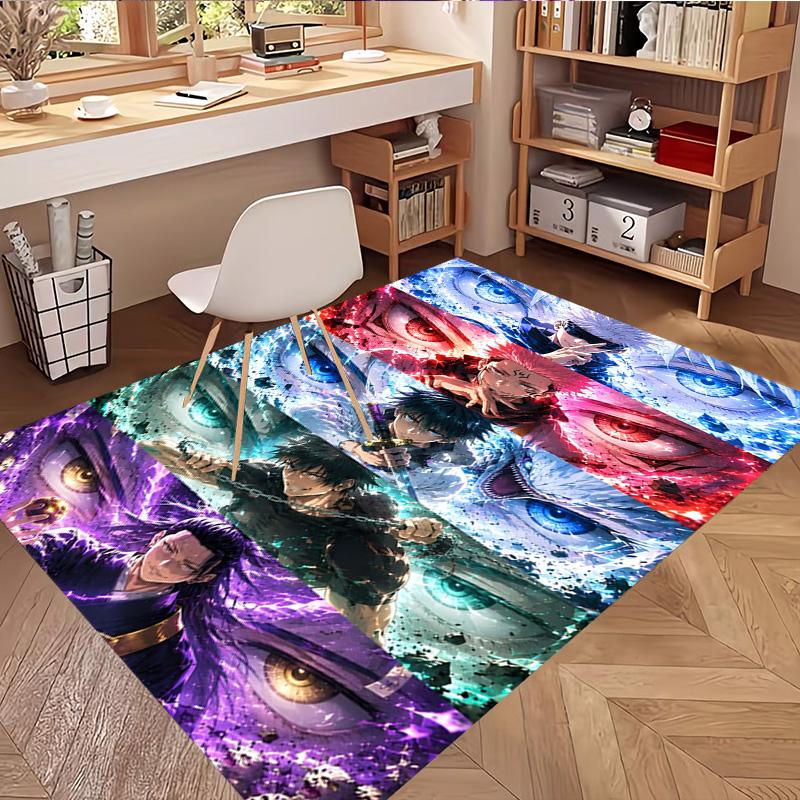 Jujutsu Kaisen Print Rug, Washable Floor Carpet, For Entryway Dorm Laundry Room Office Study, Home Decor Birthday Christmas Gift
