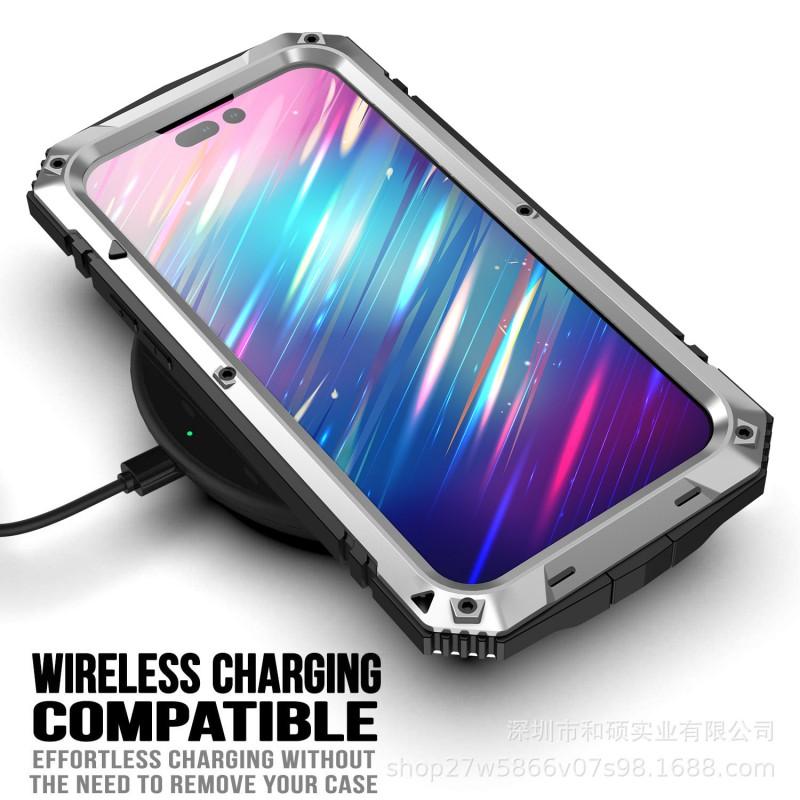 Shockproof Metal Phone Case With Stand IPhone 14 Pro Max Drop-proof 3-proof Protective Cover