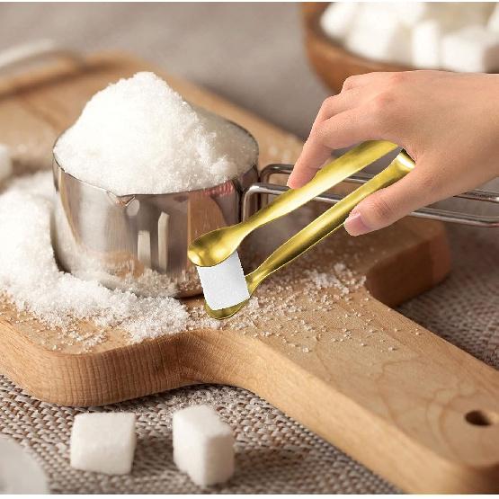 JCREN 12 Pcs Serving Tongs, Small Serving Utensils for Parties Catering Gold Tongs, Food-Grade 304 Stainless Steel Mini Appetizer Tongs for Tea Party