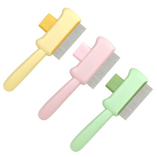 Self Cleaning Cat Brush Pet Grooming Comb with Stainless Steel Dense Teeth Detangling Comb Removes Loose Fur for Dogs Cats Flea