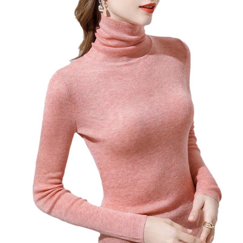 Knitted Bottoming Shirt Women's New Women's Clothing Temperament Turtleneck Pullover Elastic Inner Waist Top