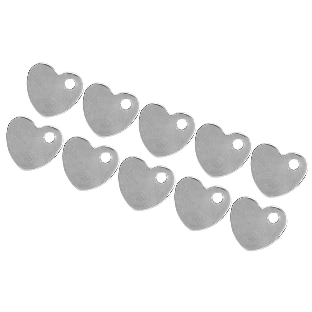 20pcs DIY HeartShaped Pendant Stainless Steel Pendant with Hole Jewelry Making Accessory(Steel Color 9 X 10mm)