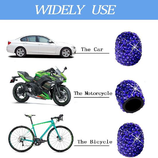 Bling Car Tire Valve Stem Caps, 4Pcs Universal Shinny Tire Air Valves Stem Caps, Sparkling Tire Valves Caps Dustproof for Most Cars, Motorcycles,