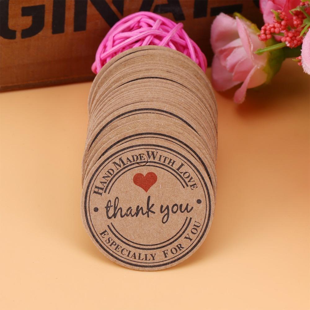 100pcs With String Handmade Hang Label Brown Kraft Paper Tags Gift Tags Home Made Crafts