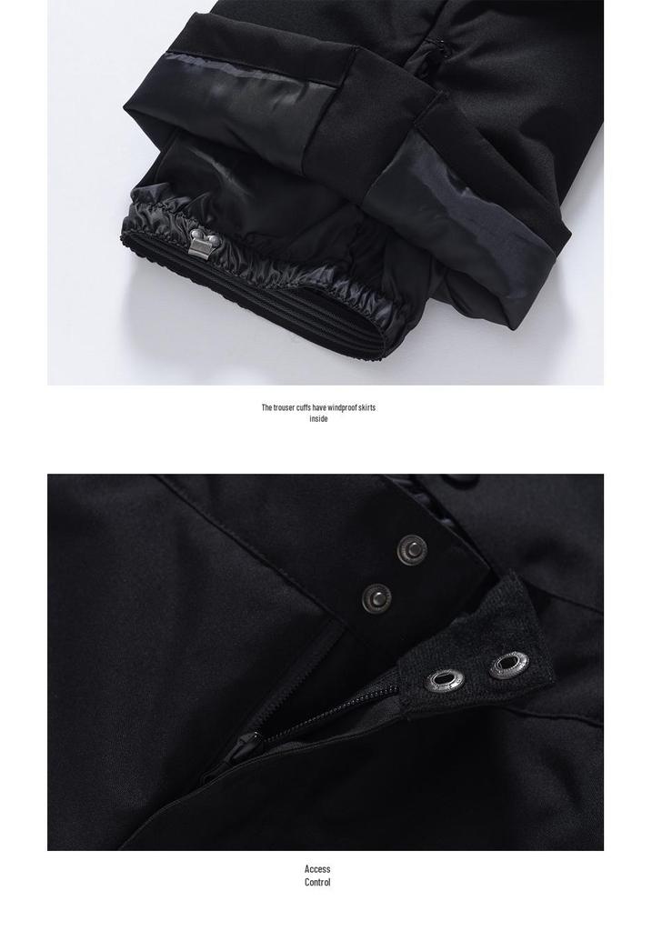 Ski Pants - Windproof, Waterproof, Cotton-Padded, One-Piece for Men & Women, Suitable for Single & Double Boarding