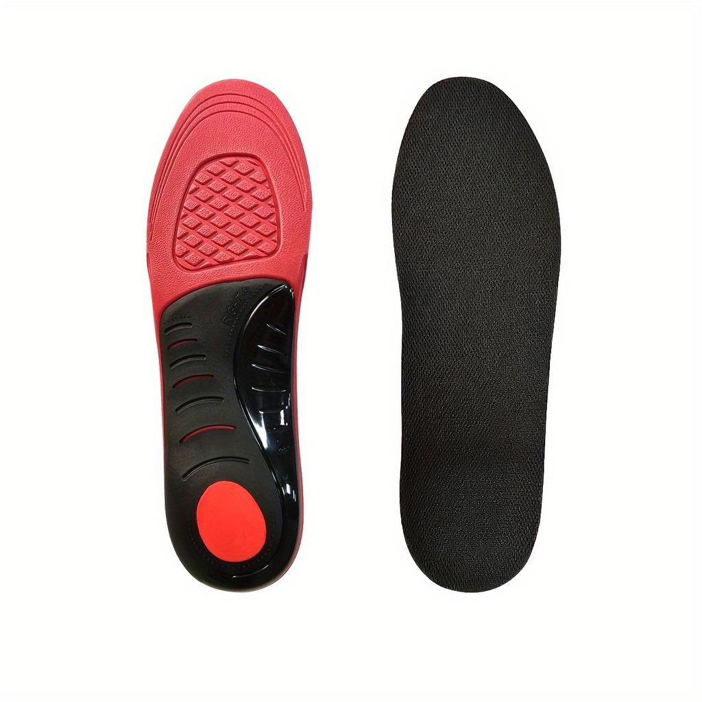 1 Pair EVA Arch Support Insoles - Shock Absorbing, Comfortable Athletic Inserts with Textured Red & Black Design,Boots - Perfect for Running, Hiking
