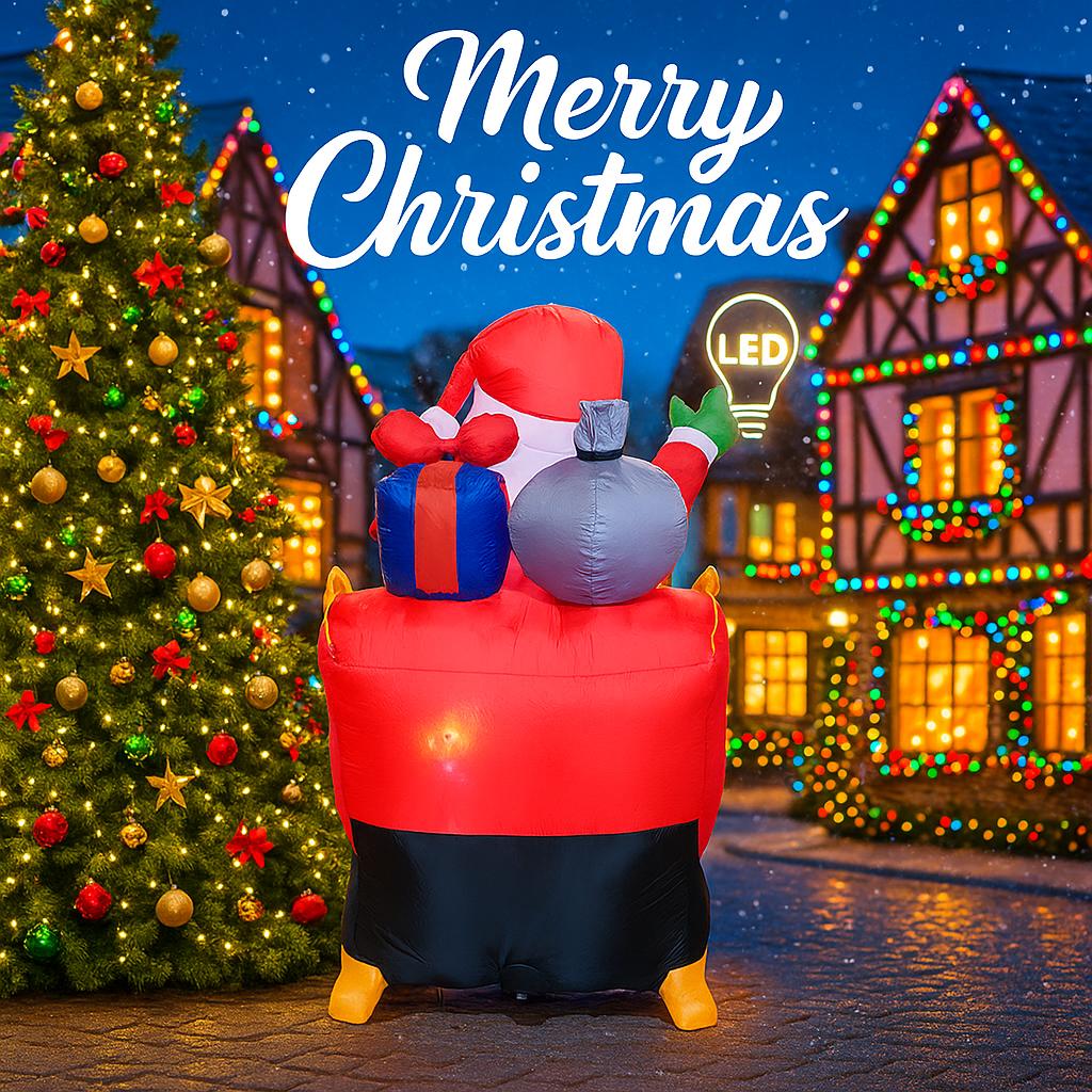 10.17FT Inflatable Toy Santa Claus Sleigh Reindeer Christmas Yard Decoration LED Lit Xmas Supplies Home Ornament Festive Gift