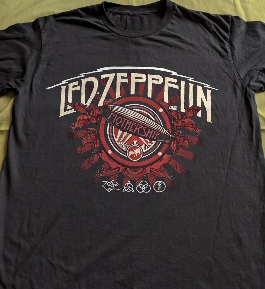 Редкая футболка Led Zeppelin Mothership, Унисекс Черная хлопковая футболка, Размер S-5XL Унисекс футболка S