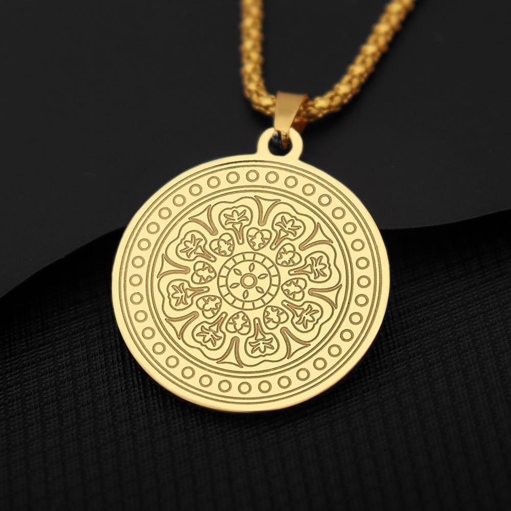 Fashion New Mandala Pendant Simple Mandala Flower Pendant Men's Trend Necklace