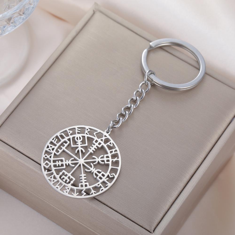 Dawapara Vegvisir Pendant Necklace Nordic Runes Compass Necklace Protection Amulet Stainless Steel Jewelry