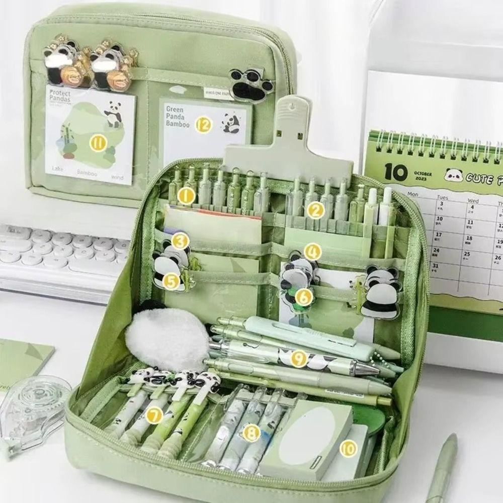 Aesthetic Large Capacity Pencil Bag Capybara Panda Stationery Storage Bag  School Office