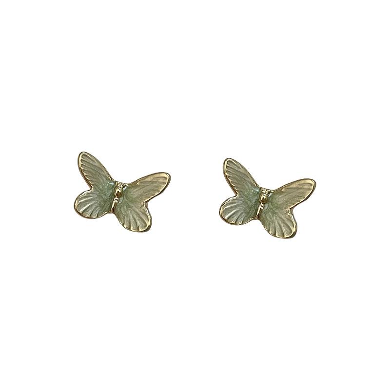 French Retro Colorful Enamel Butterfly Stud Earrings - Stylish, Chic, Versatile Design for Women