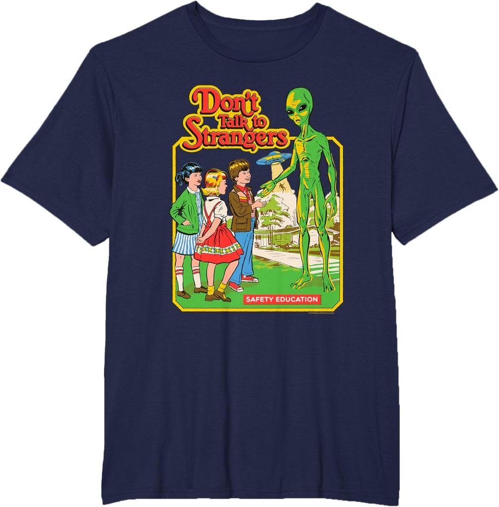 Steven Rhodes Dont Talk To Strangers Alien Retro Dark Humor TShirt Nostalgia Scary Alien Supernatural Graphic Tee