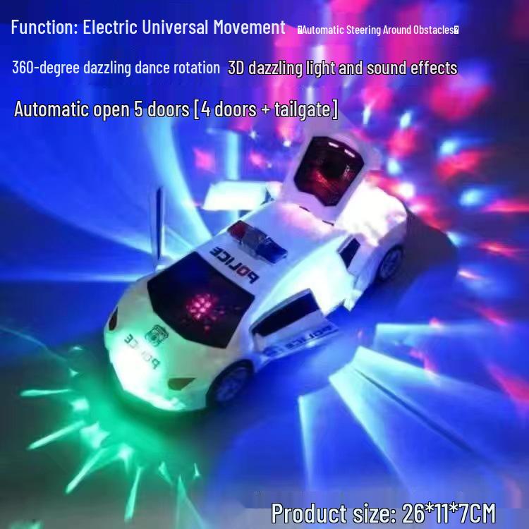 360° Rotating Police Car Toy with Automatic Door Opening