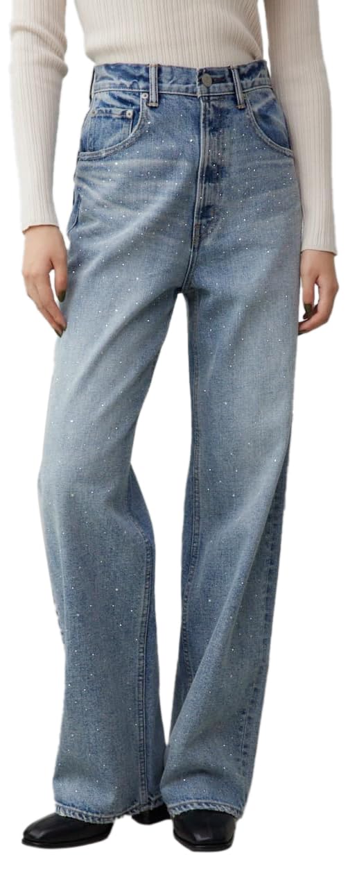 AZUL by moussy AZUL DENIM Rhinestone Wide Leg Denim Size Pants, Women s, 250ISC11-229J, M/L/BLU