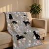 FloralBlackCat Throw Short Plush Throw Blanket Soft Skin-Friendly Multi-Scene Home Office