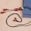 GEMCHIC Women's Ethnic Style Red Agate Long Necklace Vintage Glass Bead Pendant Sweater Chain Boho Jewelry Gift