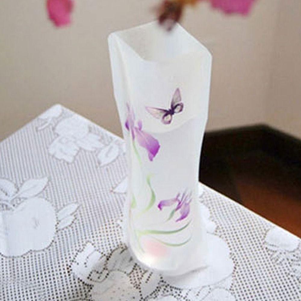 1PC Color Random PVC Folding Durable Flower Vase Foldable Flower Vase For Home Wedding Party Decoration Easy To Store Home Vase