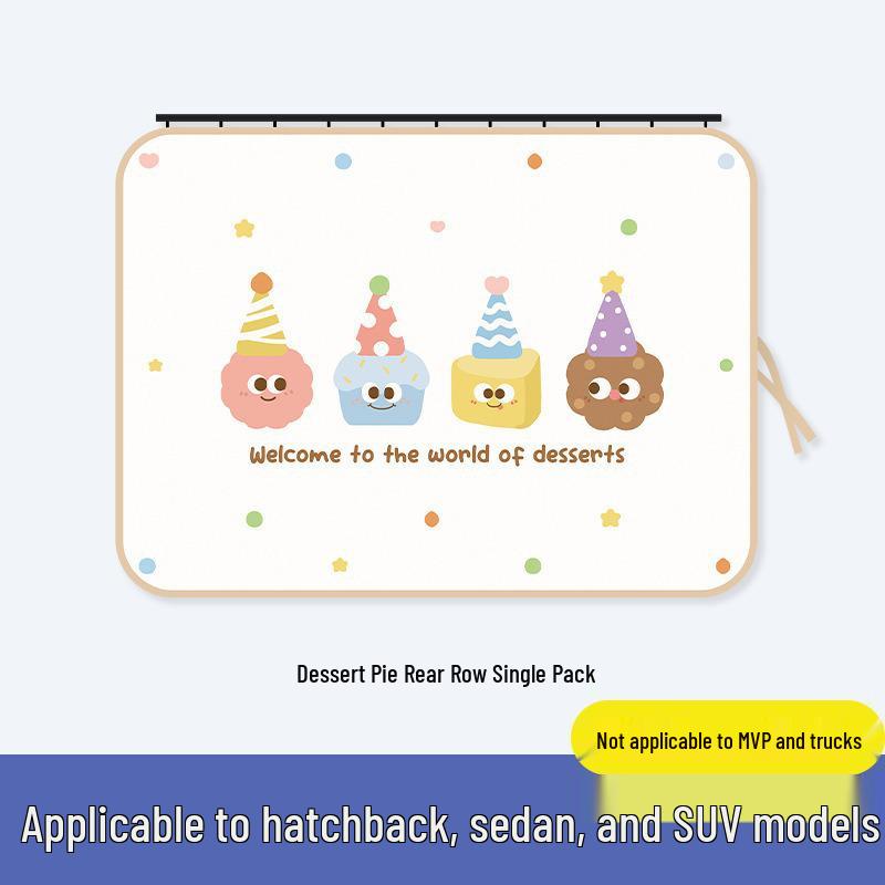 Car Rear Seat Cartoon Sunshade Curtain - Baby Sun Protection & Heat Insulation