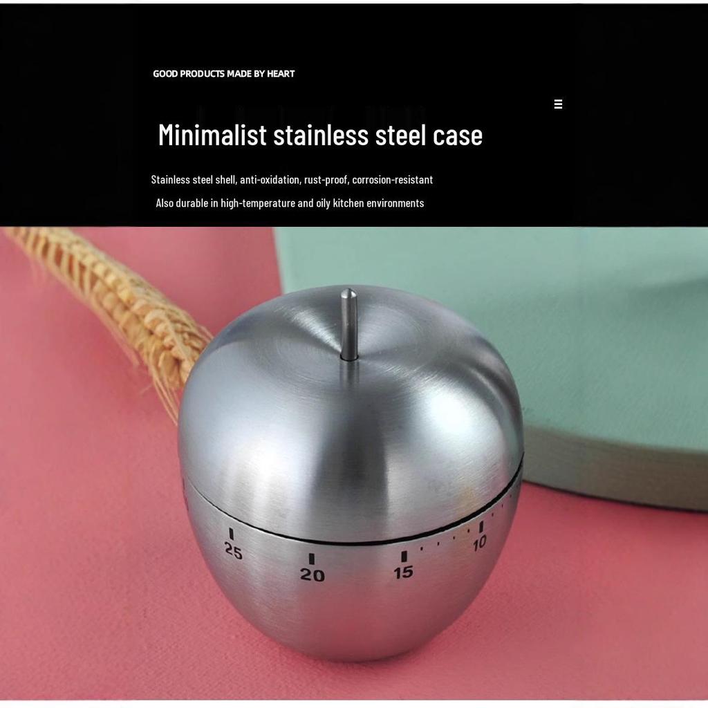 Stainless Steel Apple Kitchen Timer for Cooking and Baking