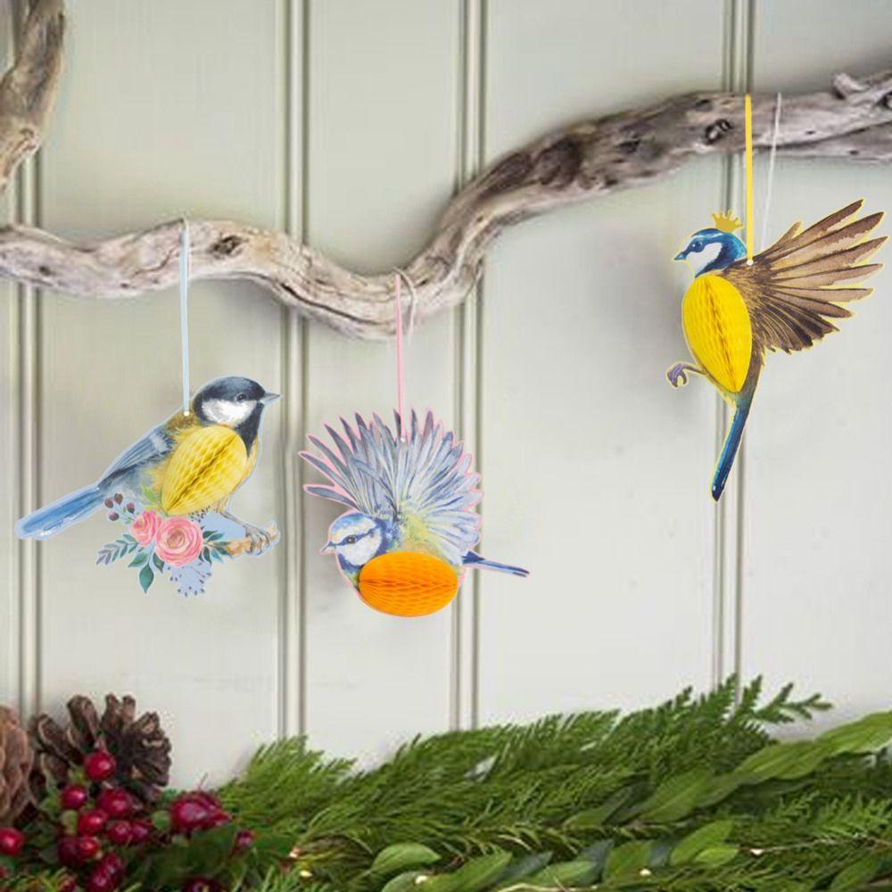 Tiki Bar Paper Summer Hanging Parrot Honeycomb Tropical Birds Party Decoration Hanging Decorations