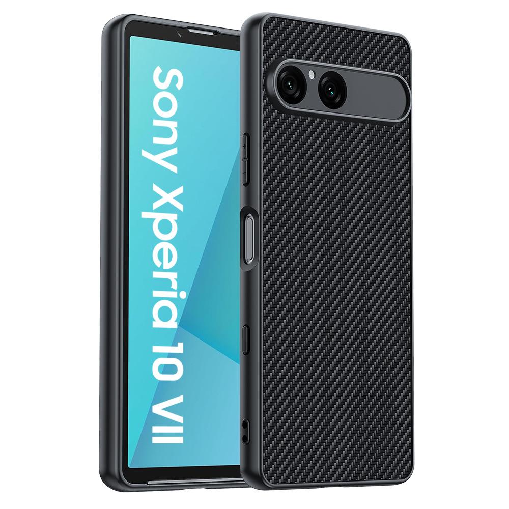 Suitable for Sony Xperia 10VII mobile phone case Fiber Kevlar pattern anti-drop ultra-thin Sony leather case protective case sony xperia10-vii
