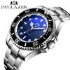 Automatic Mechanical Luminous Solid Steel Watch with Blue Red Green Face