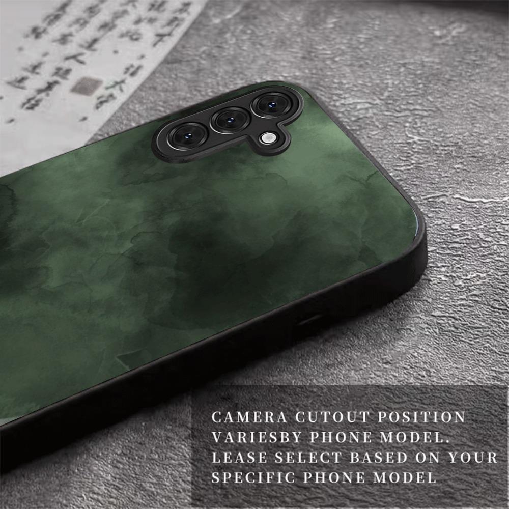 Dunkelgrünes Muster-Glas-Handyhülle geeignet für Samsung GalaxyS26 S25 S24 S23 S22 S21 S20FE/Ultra/Plus Sturzfestes Rückcover