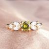 Trendy Open Ring for Women Olive Green Zircon Wedding Band with Diamond Accents Fashion Jewelry
