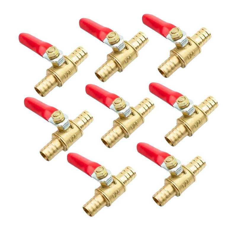 

8pcs 8mm Motorcycle Hose Brass Barbed Inline Shut Off Ball Valve Water Air Gas Fuel Tap Universal