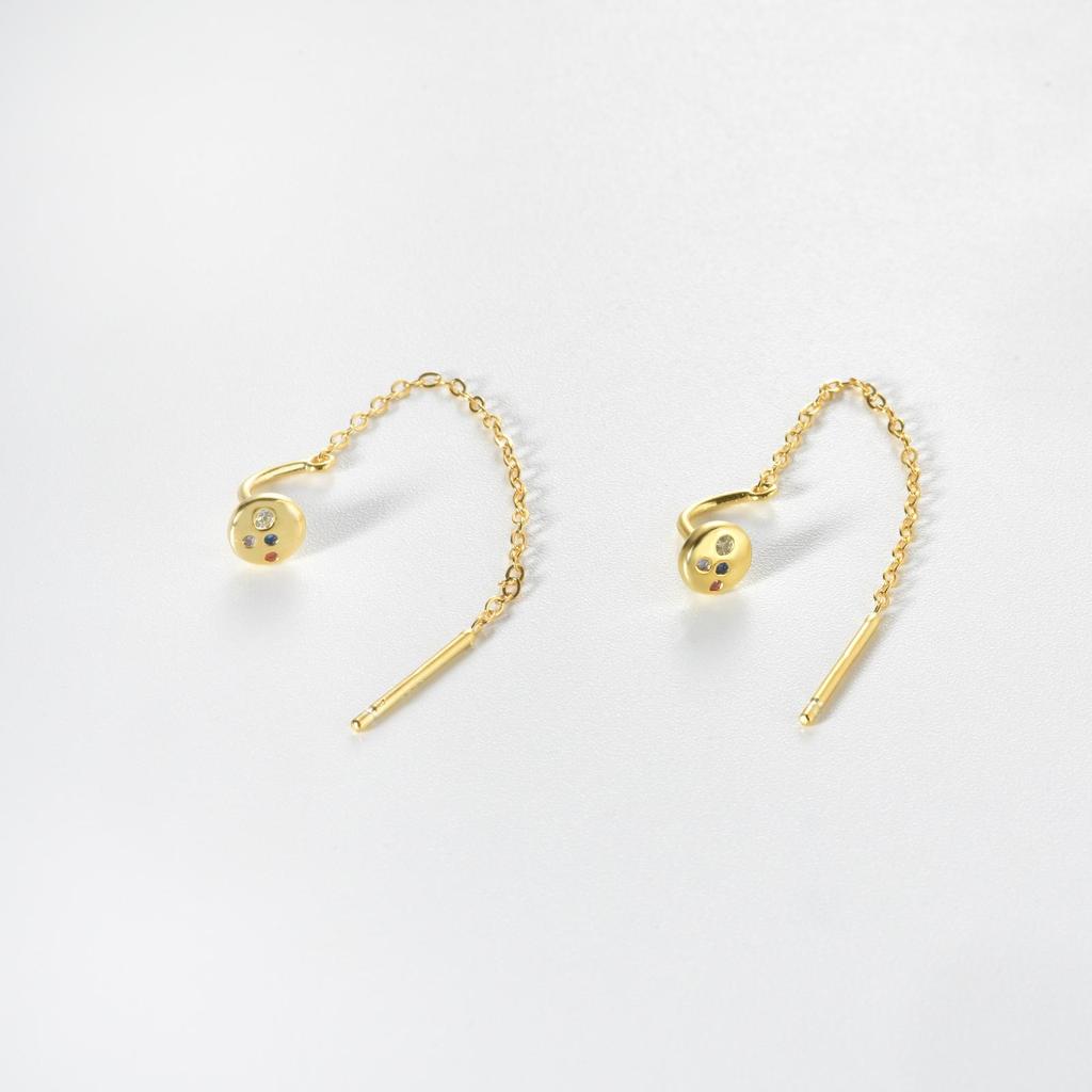 ANDYWEN 925 Silver A Pair Of Gold Silver Fashion Long Chain Tassel Stud Earrings Ladies 2023 High Jewelry