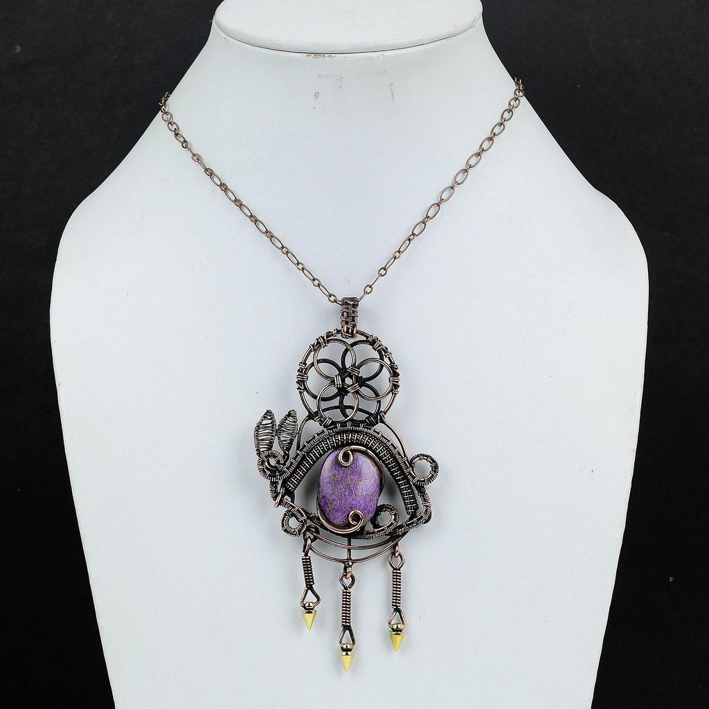 Purpurite Jewelry, 999 Copper Wire Wrapped Pendant Handmade Gemstone Jewelry, Gifts For Wife Brand New Pendant