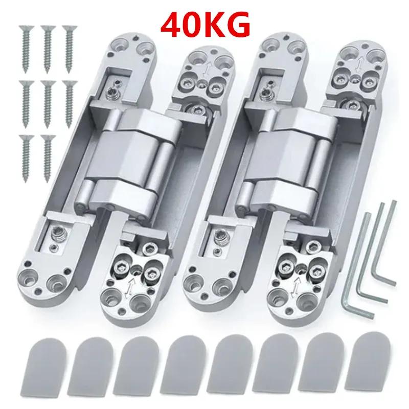 2PCS 40/80KG Heavy-duty Wooden Door with 180 Degree Adjustable Hidden Hinge Household Hardware Accessories Concealed Hinge