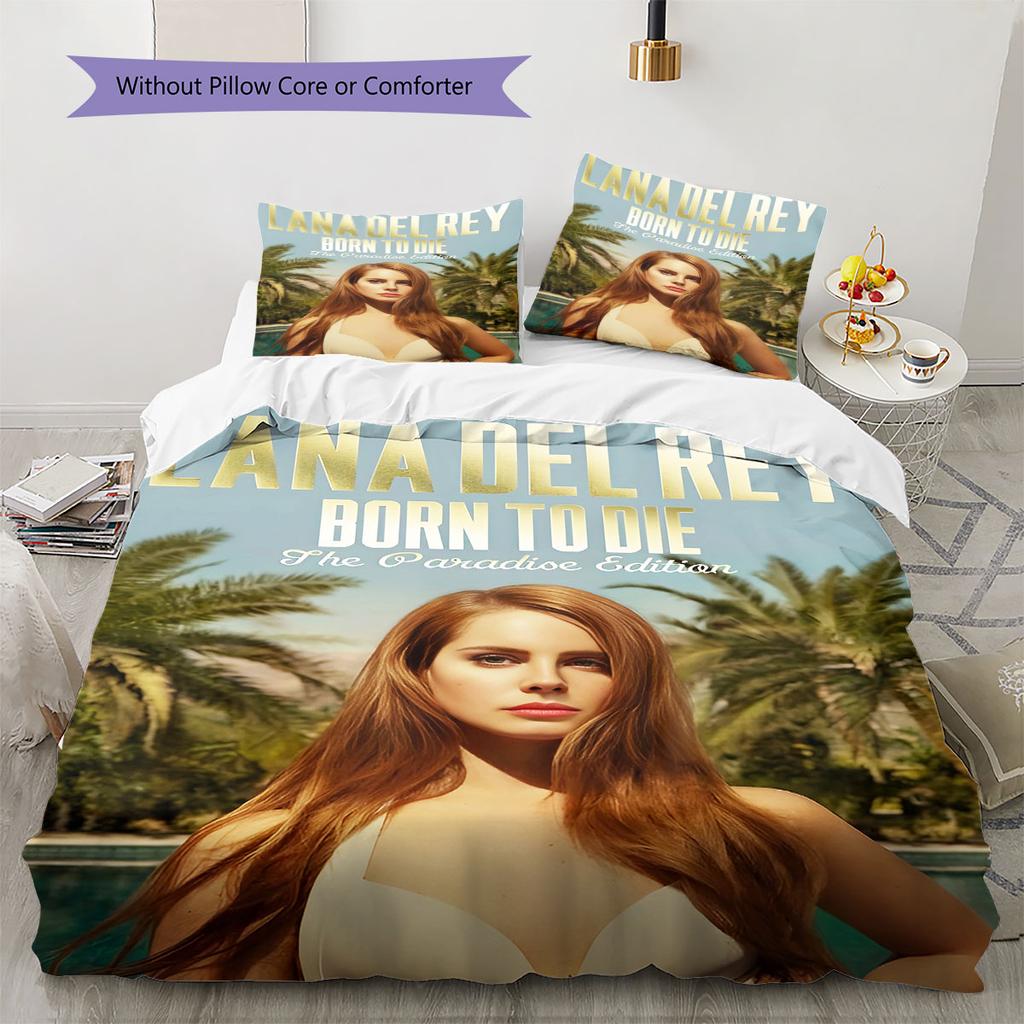 Lana Del Rey Muster Bettwäsche, Steppbett Set Bettbezug Kissenbezug Haus Geburtstag Geschenk(1 Bettbezug + 2 Kissenbezüge, ohne Füllung)